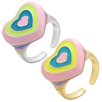 Color Peach Heart Ring Rainbow Open Ring main image 1