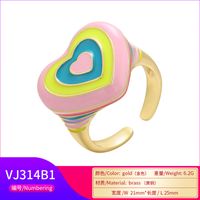 Color Peach Heart Ring Rainbow Open Ring main image 5