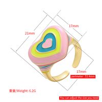 Color Peach Heart Ring Rainbow Open Ring main image 6