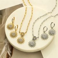 Hecheng Ornament Micro Inlaid Zircon Sun Necklace And Earrings Suite Ornament Cross-border Sold Jewelry Ornament main image 1