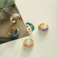 Color Oil Dripping Sky Star Ring Micro Inlaid Zircon Row Diamond Dripping Oil Ring main image 1