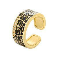 Hecheng Ornament Colorful Oil Necklace Ring Irregular Pattern Open-end Zircon Ring  Vj307 main image 3