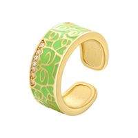 Hecheng Ornament Colorful Oil Necklace Ring Irregular Pattern Open-end Zircon Ring  Vj307 main image 5
