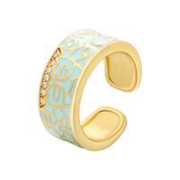 Hecheng Ornament Colorful Oil Necklace Ring Irregular Pattern Open-end Zircon Ring  Vj307 main image 6