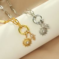 Fashion Micro-inlaid Zircon Palm Eye Pattern 18k Gold-plated Copper Necklace Wholesale main image 1