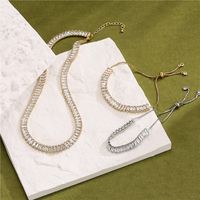 Fashion Full Diamond T Square Diamond Chain Necklace Copper Jewelry Wholesale main image 1