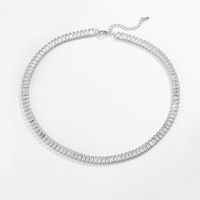 Fashion Full Diamond T Square Diamond Chain Necklace Copper Jewelry Wholesale main image 4