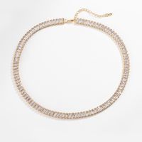 Fashion Full Diamond T Square Diamond Chain Necklace Copper Jewelry Wholesale main image 3