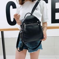 Korean New Trendy Fashion All-match Soft Leather Personalized Casual Shoulder Backpack main image 1