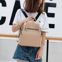 Korean New Trendy Fashion All-match Soft Leather Personalized Casual Shoulder Backpack main image 3