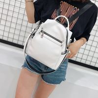 Korean New Trendy Fashion All-match Soft Leather Personalized Casual Shoulder Backpack main image 4