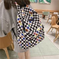 Tide Brand Plaid School Bag Student Backpack High School College Student Campus Hit Color Backpack main image 3