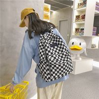 Tide Brand Plaid School Bag Student Backpack High School College Student Campus Hit Color Backpack main image 4