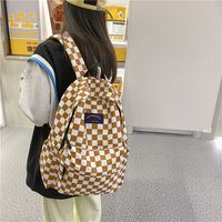 Tide Brand Plaid School Bag Student Backpack High School College Student Campus Hit Color Backpack main image 5