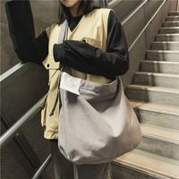 Japanese Harajuku Black Style Canvas Bag Women's New 2019ins Street Shooting College Style Solid Color Shoulder Messenger Bag main image 4