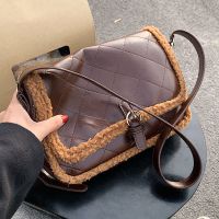 Plush Oily Leather Big Bag For Women 2021 Autumn And Winter New Crossbody Bag Texture Western Style Rhombus Plaid Shoulder Bag Underarm Bag main image 6