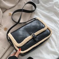 Plush Oily Leather Big Bag For Women 2021 Autumn And Winter New Crossbody Bag Texture Western Style Rhombus Plaid Shoulder Bag Underarm Bag main image 5