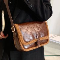 Plush Oily Leather Big Bag For Women 2021 Autumn And Winter New Crossbody Bag Texture Western Style Rhombus Plaid Shoulder Bag Underarm Bag main image 4