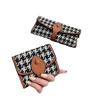 Houndstooth Small Wallet Retro Wallet Contrasting Color Folding Buckle Long Clutch main image 6