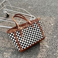 2021 New Autumn And Winter Fashion Checkerboard Large Capacity Tote Drawstring Shoulder Handbag main image 3