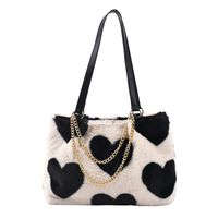 Printed Chain Tote Bag 2021 New Autumn And Winter Large Capacity Chain Plush One-shoulder Hand Carrying Plush Women's Bag Simple main image 6
