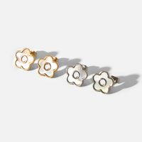 Stainless Steel Earrings Natural White Shell Three-dimensional Flower Earrings Jewelry main image 6