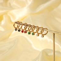 Internet Celebrity Style Minimalist Creative Delicate Earrings Stainless Ornament 14k Gold Red Zircon Pendant Eardrop Earring Female main image 3