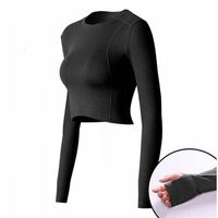 New Exposed Umbilical Sports Long-sleeved High-elastic Loose Running Fitness Clothes Yoga Clothes sku image 4