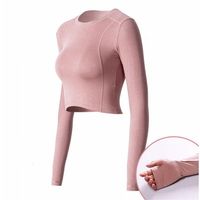 New Exposed Umbilical Sports Long-sleeved High-elastic Loose Running Fitness Clothes Yoga Clothes sku image 5