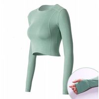 New Exposed Umbilical Sports Long-sleeved High-elastic Loose Running Fitness Clothes Yoga Clothes sku image 9