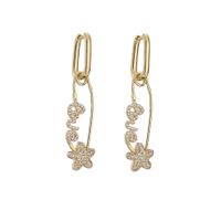 Jewelry Micro-inlaid Colored Zircon Earrings Five-pointed Star English Alphabet Pin Earrings Jewelry sku image 1