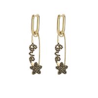 Jewelry Micro-inlaid Colored Zircon Earrings Five-pointed Star English Alphabet Pin Earrings Jewelry sku image 9