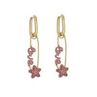 Jewelry Micro-inlaid Colored Zircon Earrings Five-pointed Star English Alphabet Pin Earrings Jewelry sku image 11