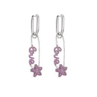 Jewelry Micro-inlaid Colored Zircon Earrings Five-pointed Star English Alphabet Pin Earrings Jewelry sku image 12