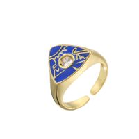 Hecheng Schmuck Tropf Öl Dreiecks Muster Mikro-inlay Zirkon Ring Open Ring Farbring Vj303 sku image 6