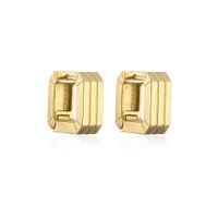 Hecheng Ornament Glossy Vertical Stripes Square Ear Clip Fashion 18k Gold Plated Ornament Ve394 sku image 1