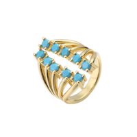 Micro-inlaid Color Diamond Row Diamond Ring Opening Adjustable Exaggerated Jewelry Accessories sku image 1
