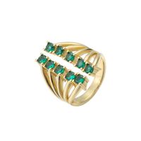 Micro-inlaid Color Diamond Row Diamond Ring Opening Adjustable Exaggerated Jewelry Accessories sku image 5