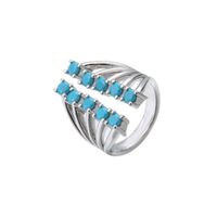 Micro-inlaid Color Diamond Row Diamond Ring Opening Adjustable Exaggerated Jewelry Accessories sku image 7