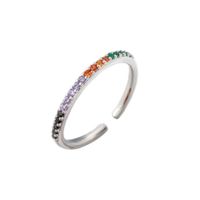 Micro-inlaid Row Diamond Zircon Ring Colored Diamond Open Ring Small Star Ring sku image 4
