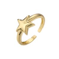 Micro-inlaid Zircon Color Diamond Moon Ring Smooth Star Ring Fashion Open Ring sku image 1