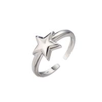 Micro-inlaid Zircon Color Diamond Moon Ring Smooth Star Ring Fashion Open Ring sku image 2