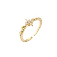 Micro-inlaid Zircon Star Moon Butterfly Ring Opening Adjustable Strap Fashion Jewelry Ring sku image 1