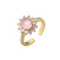 Micro-inlaid Zircon Oval Diamond Ring Candy Color Gemstone 18k Gold-plated Ring sku image 1