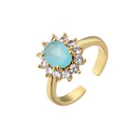 Micro-inlaid Zircon Oval Diamond Ring Candy Color Gemstone 18k Gold-plated Ring sku image 2