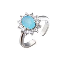 Micro-inlaid Zircon Oval Diamond Ring Candy Color Gemstone 18k Gold-plated Ring sku image 4