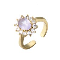 Micro-inlaid Zircon Oval Diamond Ring Candy Color Gemstone 18k Gold-plated Ring sku image 5