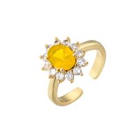 Micro-inlaid Zircon Oval Diamond Ring Candy Color Gemstone 18k Gold-plated Ring sku image 7