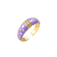 Color Oil Dripping Sky Star Ring Micro Inlaid Zircon Row Diamond Dripping Oil Ring sku image 2