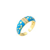 Color Oil Dripping Sky Star Ring Micro Inlaid Zircon Row Diamond Dripping Oil Ring sku image 3